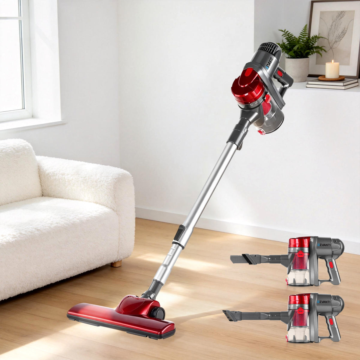 Devanti Corded Handheld Bagless Vacuum Cleaner - Red and Silver