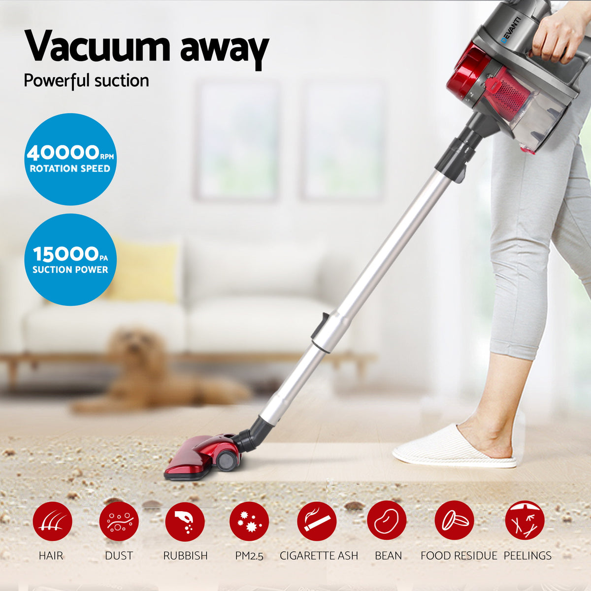 Devanti Corded Handheld Bagless Vacuum Cleaner - Red and Silver