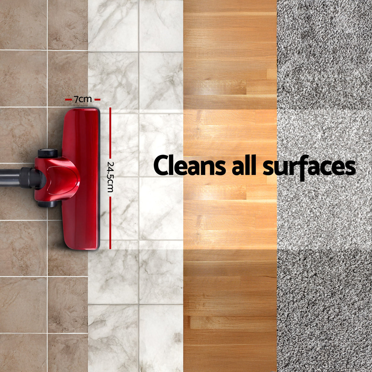 Devanti Corded Handheld Bagless Vacuum Cleaner - Red and Silver