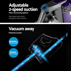 Devanti 150 Cordless Handheld Stick Vacuum Cleaner 2 Speed   Purple And Grey