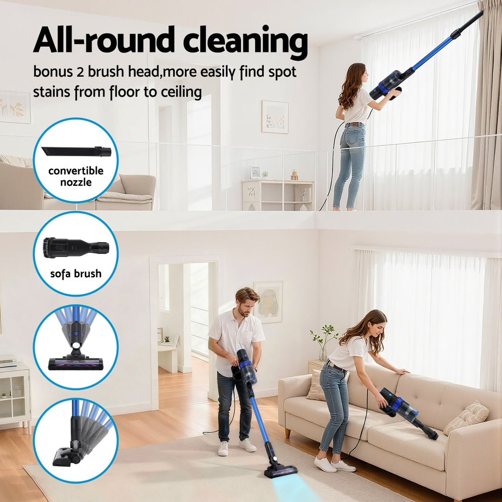 Cordless Stick Vacuum | Brushless Motor | 350W | Blue