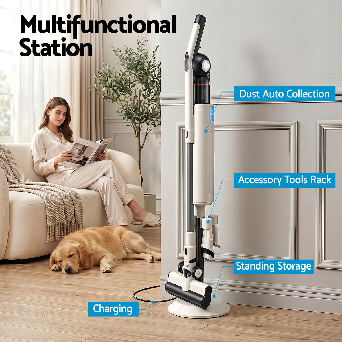 Cordless Vacuum Cleaner | Auto-Empty Dust Station | 18kPa | Oat