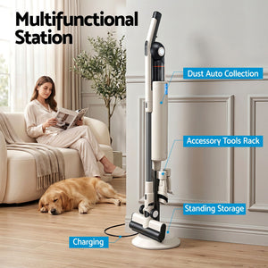 Cordless Vacuum Cleaner | Auto-Empty Dust Station | 18kPa | Oat