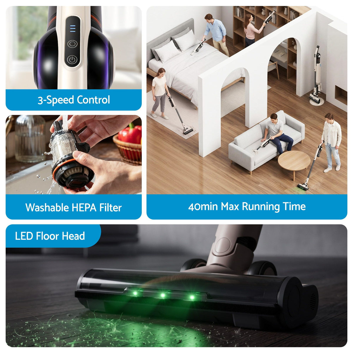 Cordless Vacuum Cleaner | Auto-Empty Dust Station | 18kPa | Oat