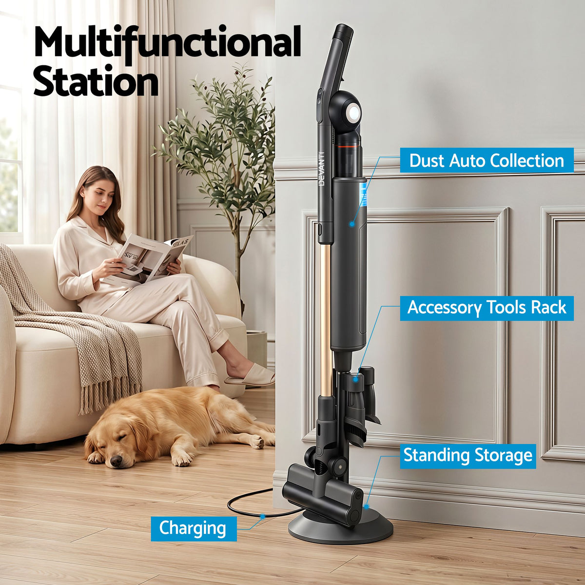 Cordless Vacuum Cleaner | Auto-Empty Dust Station | 18kPa | Grey
