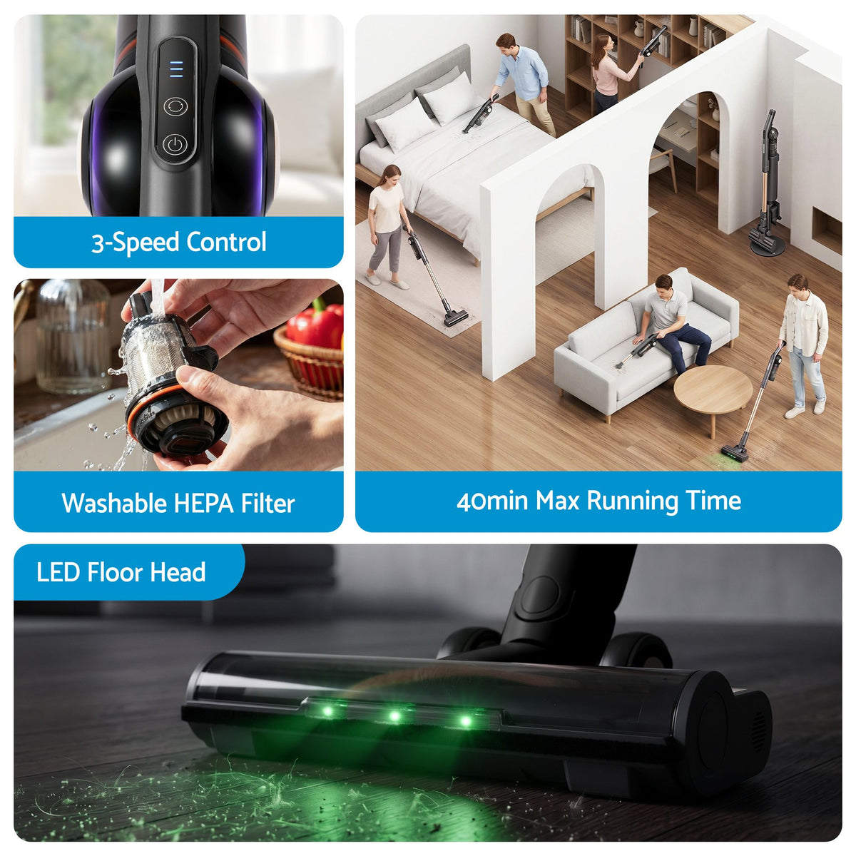 Cordless Vacuum Cleaner | Auto-Empty Dust Station | 18kPa | Grey