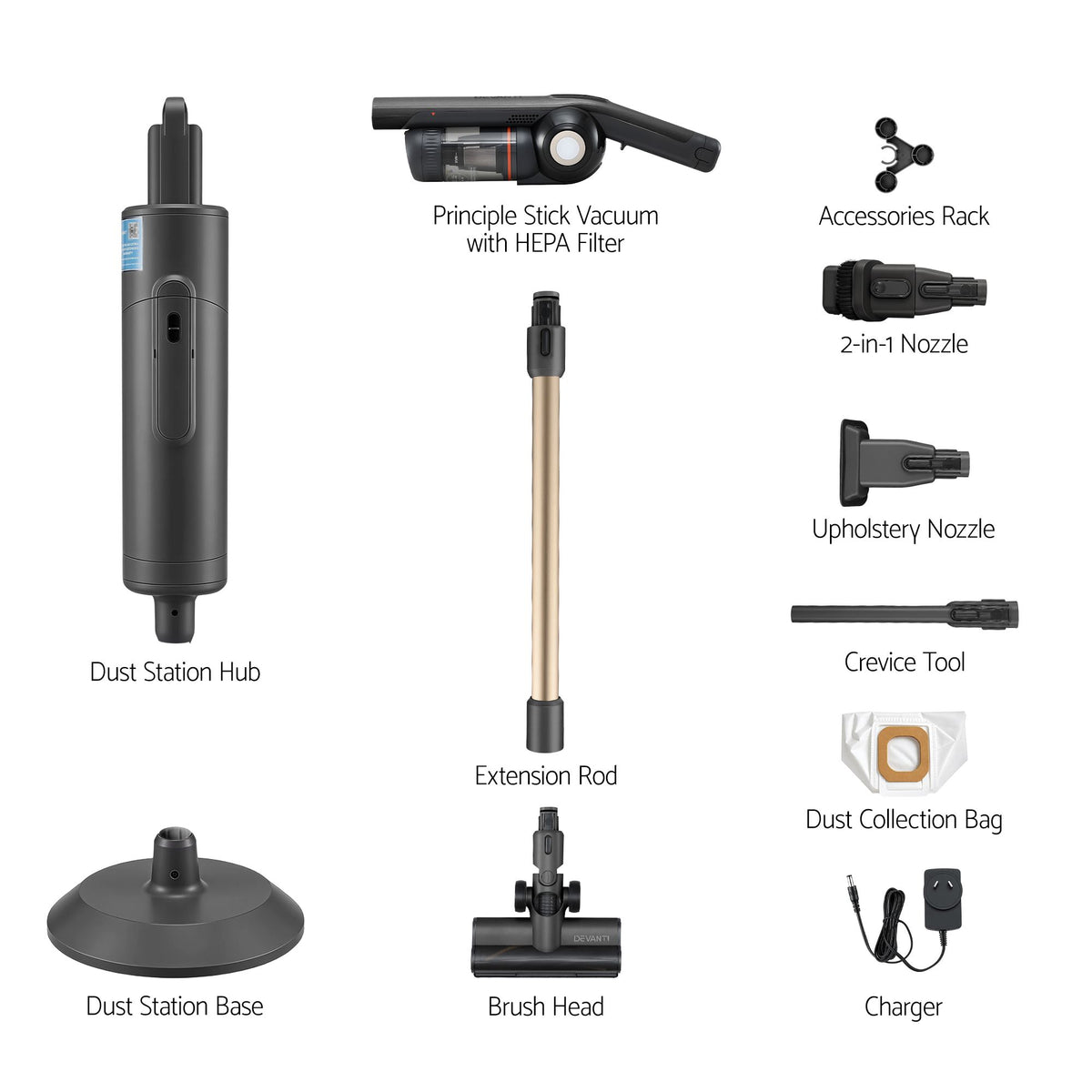 Cordless Vacuum Cleaner | Auto-Empty Dust Station | 18kPa | Grey