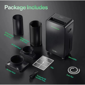 VIVOSUN AeroDrain D12 Smart Dehumidifier | 12L/Day | App Controlled | Temp/Humidity/VPD Monitoring
