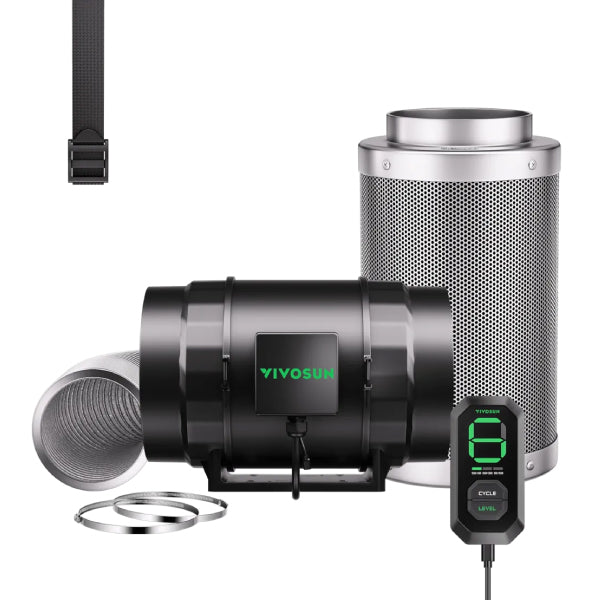 VIVOSUN AeroZesh S8 8" Inline Fan Kit | Carbon Filter, 25ft Ducting & E12 Smart Controller | 830 CFM
