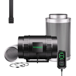 VIVOSUN AeroZesh S8 8" Inline Fan Kit | Carbon Filter, 25ft Ducting & E12 Smart Controller | 830 CFM