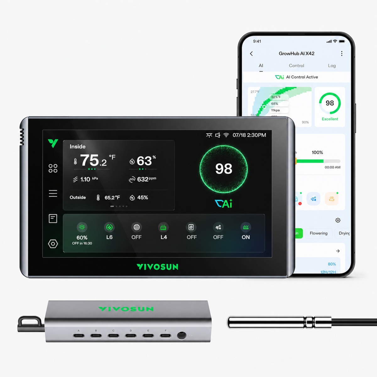 VIVOSUN GrowHub X42 AI Controller | 7-Inch Touchscreen, VPD Climate Control & App Monitoring