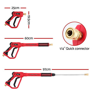 Pressure Washer Gun | Short Trigger | 4000 PSI | M22-14 | 1/4" | 5 Nozzles | Red