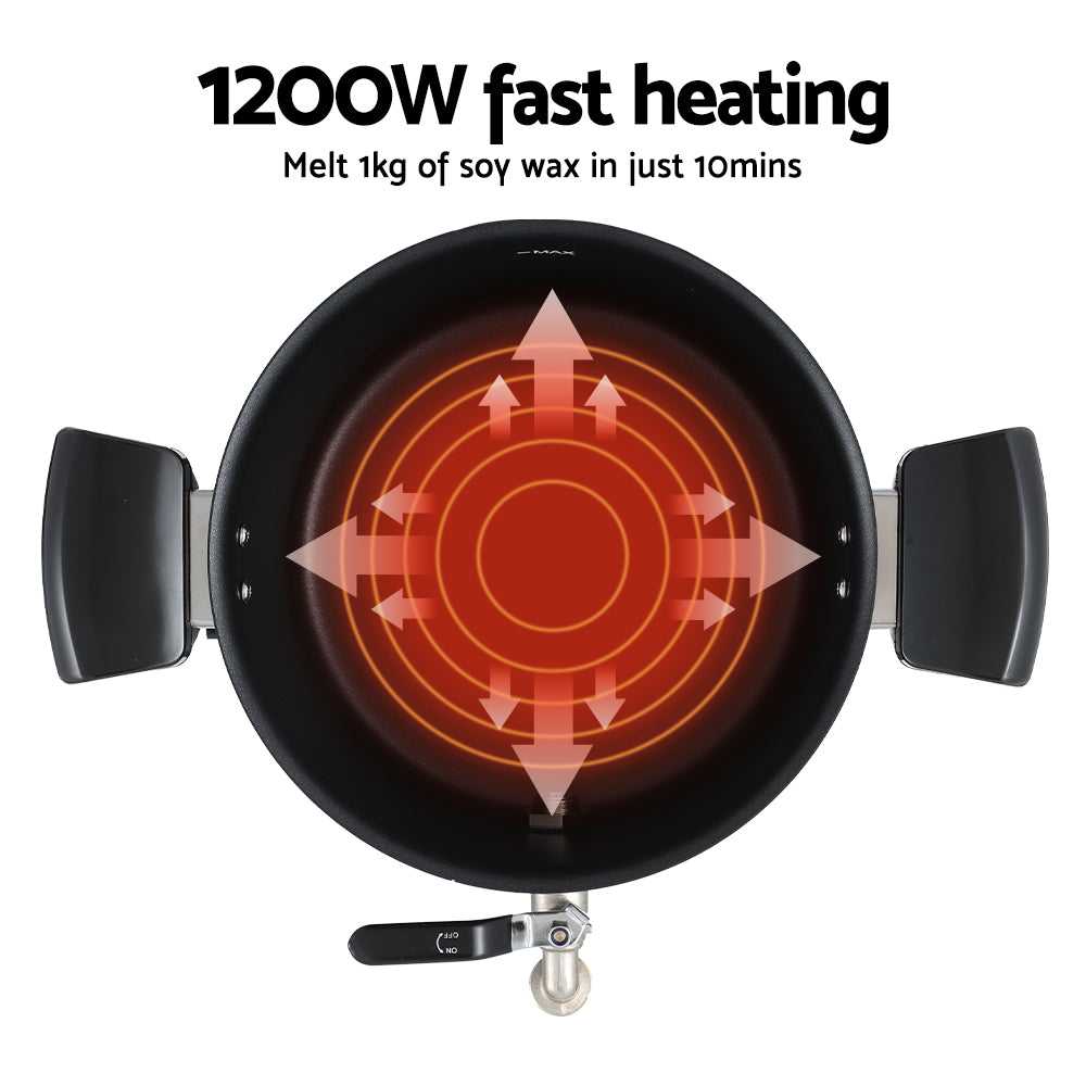 Devanti Wax Melter | 5L | Candle Making | 1200W | Melting Pot Furnace | Quick Pour Spout | Soy Soap