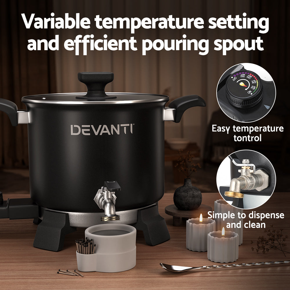Devanti Wax Melter | 5L | Candle Making | 1200W | Melting Pot Furnace | Quick Pour Spout | Soy Soap