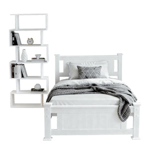 King Single Bed Frame | Built-In Bookshelf Headboard | Storage Style