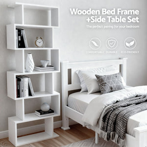 King Single Bed Frame | Built-In Bookshelf Headboard | Storage Style