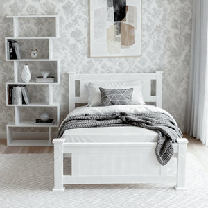 King Single Bed Frame | Built-In Bookshelf Headboard | Storage Style