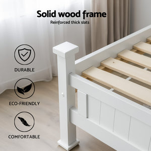 King Single Bed & Side Table Set | White Finish | Bedroom Set B