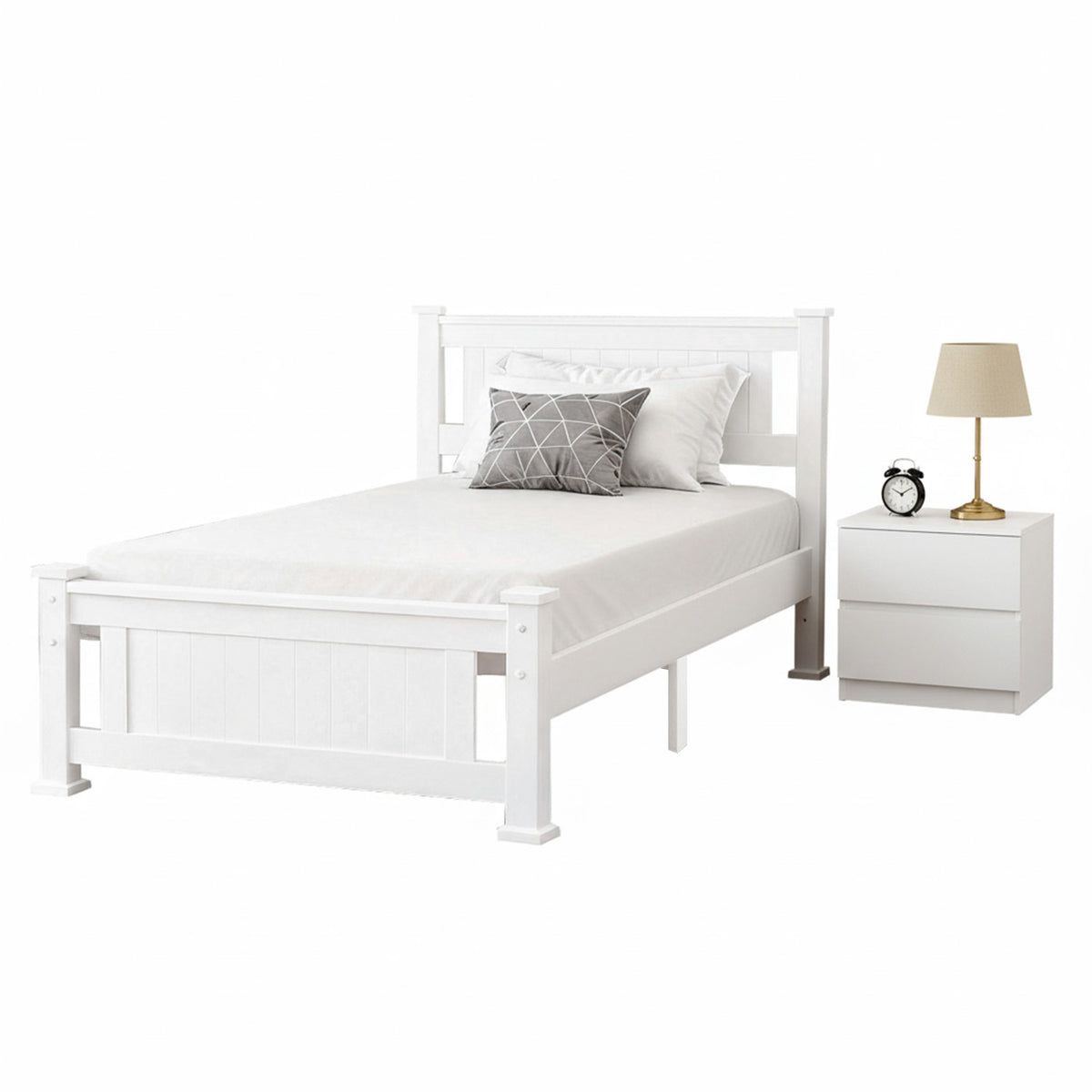 King Single Bed Base with Bedside Table | Matching Set | (Version 2)