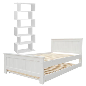 King Single Bed Frame | Built-In Bookshelf Headboard | Storage Style