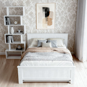 King Single Bed Frame | Built-In Bookshelf Headboard | Storage Style