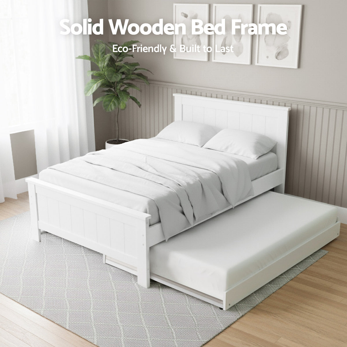 King Single Bed Frame | Built-In Bookshelf Headboard | Storage Style