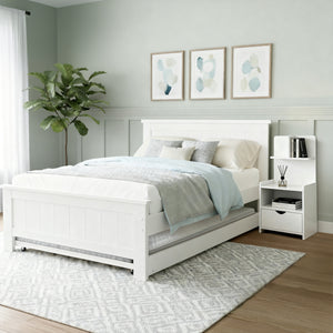 King Single Bed Frame + Bedside Table | White Finish | Bedroom Set A