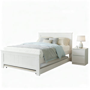 King Single Bed Frame + Bedside Table | Bedroom Set | Natural Finish