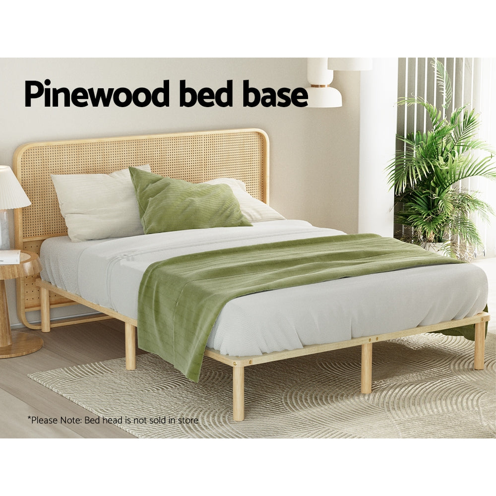 Bed Frame | Queen Size | Wooden Base | Mattress Platform | Timber Pine | AMBA