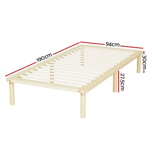 Bed Frame | Single Size | Wooden Base | Mattress Platform | Timber Pine | AMBA
