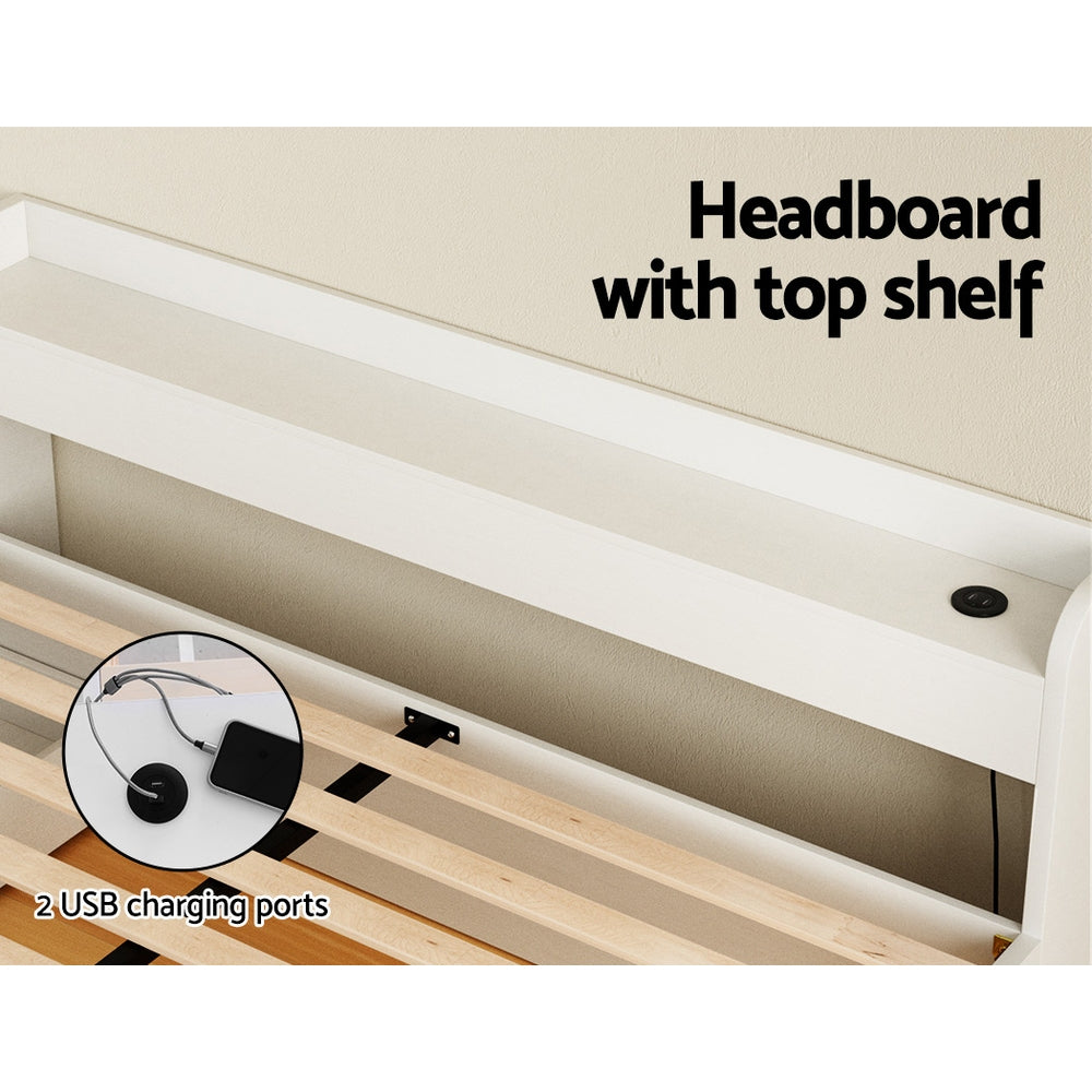 Bed Frame | Double Size | Mattress Base | With Charging Ports | 2 Storage Drawers