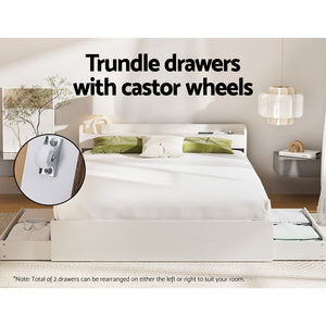 Bed Frame | Double Size | Mattress Base | With Charging Ports | 2 Storage Drawers