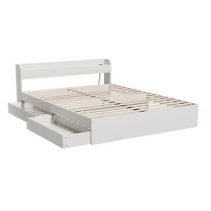 Bed Frame | Queen Size | Mattress Base | With Charging Ports | 2 Storage Drawers