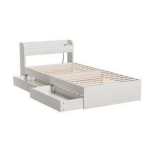 Bed Frame | Single Size | Mattress Base | With Charging Ports | 2 Storage Drawers