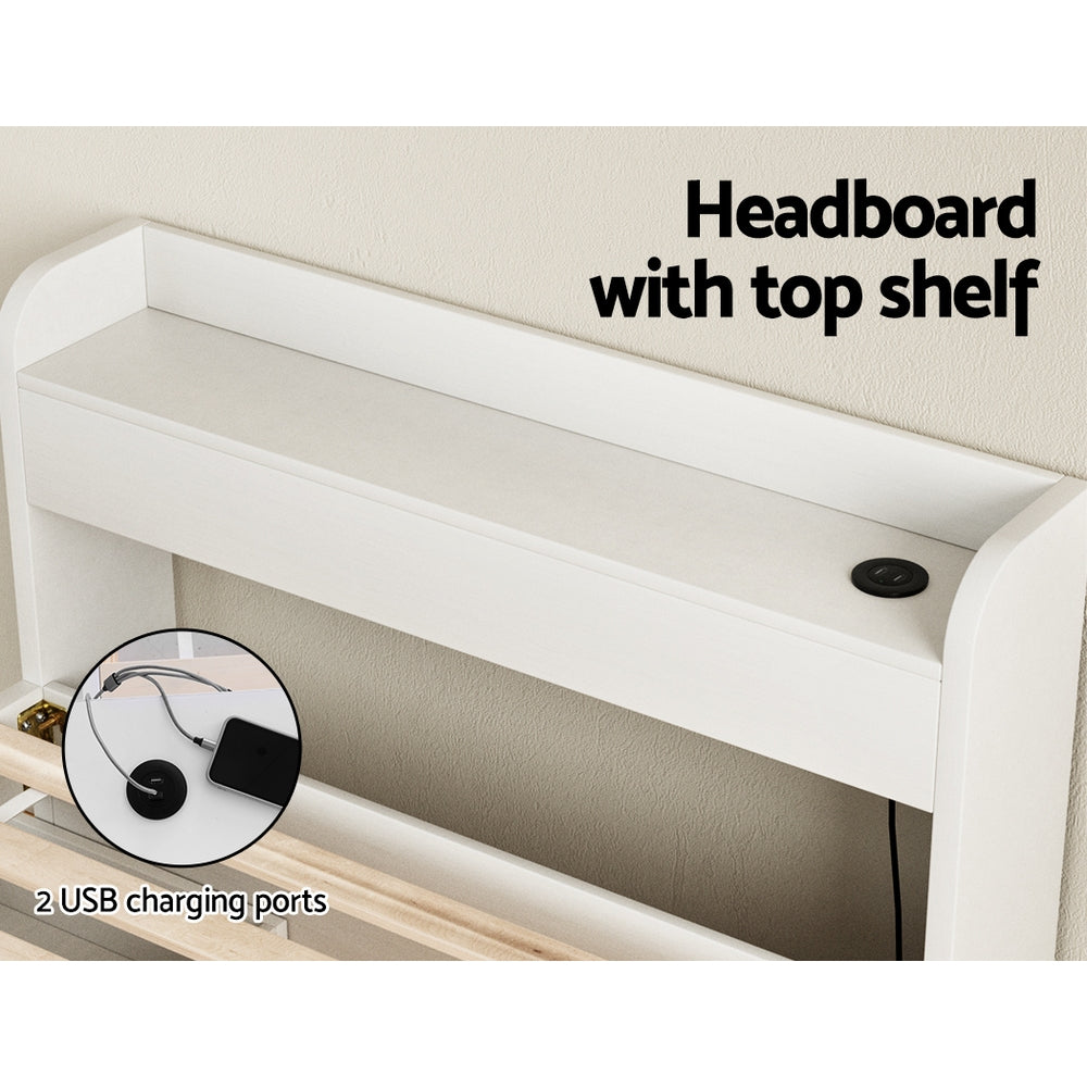 Bed Frame | Single Size | Mattress Base | With Charging Ports | 2 Storage Drawers