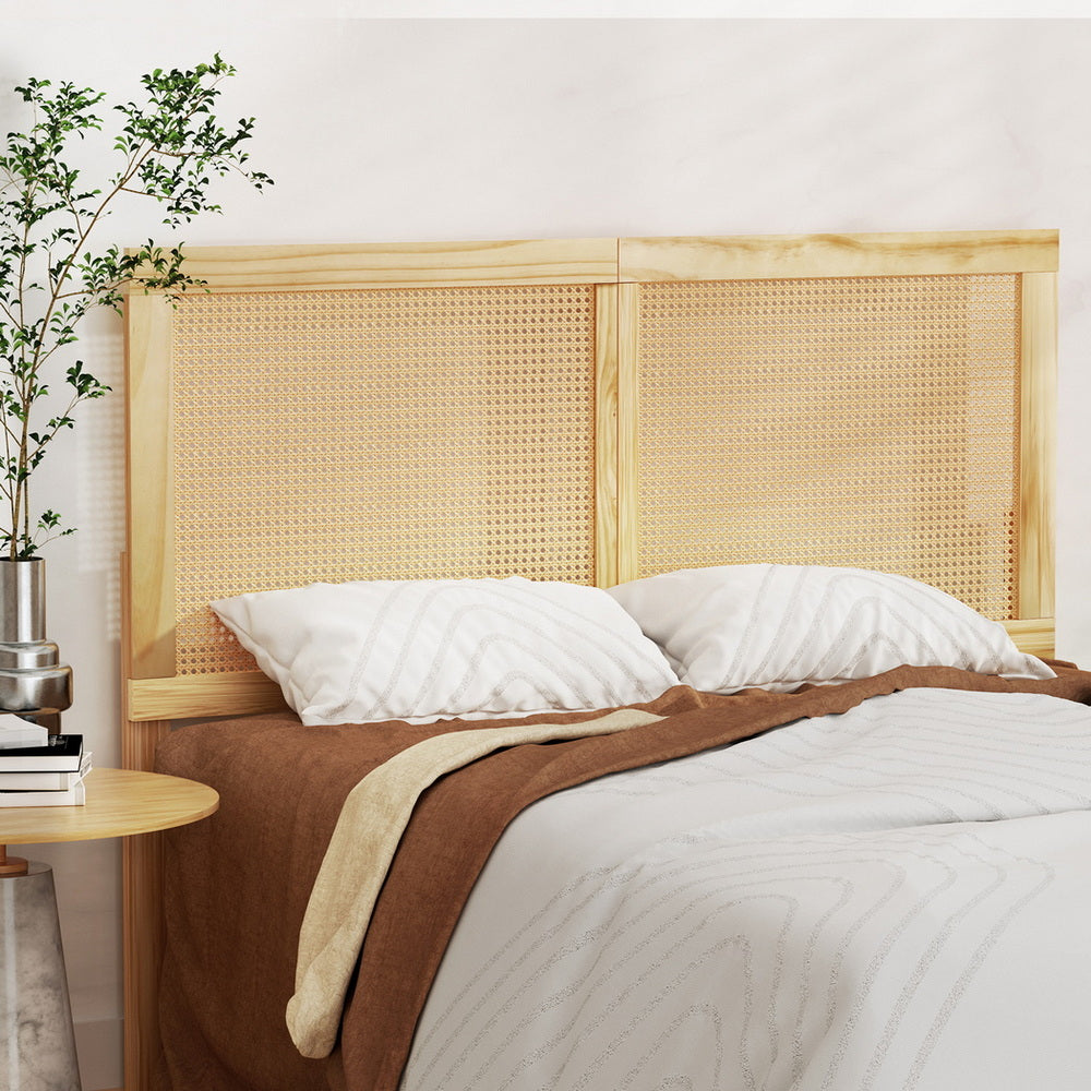 Queen Bed Frame | Rattan Headboard | Wooden Bed Base | BRUNO