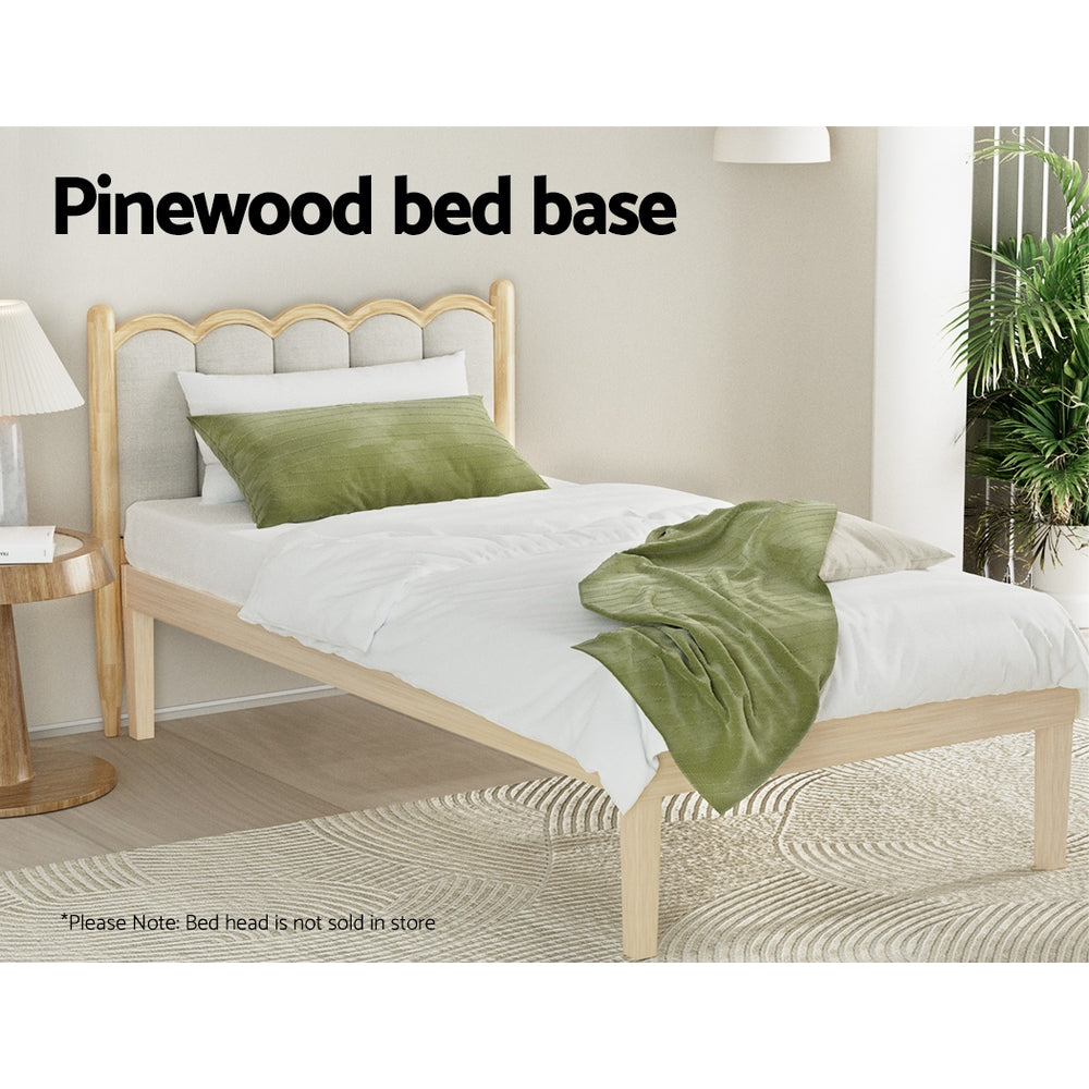 Bed Frame | Single Size | Wooden Base | Mattress Platform | Timber Pine | BRUNO