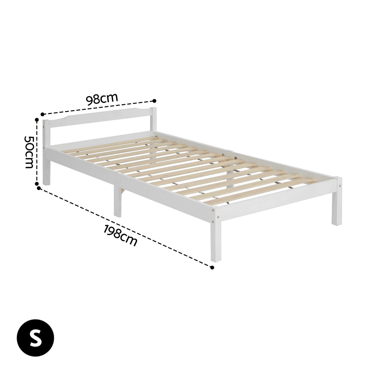 Artiss Bed Frame Single Size Wooden Mattress Base Timber Platform White