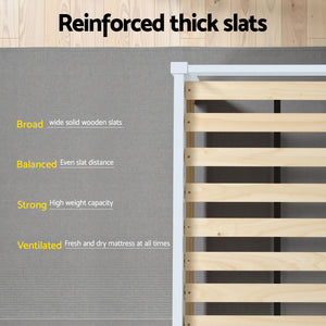 Artiss Bed Frame Single Size Wooden Mattress Base Timber Platform White