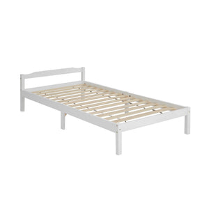 Artiss Bed Frame Single Size Wooden Mattress Base Timber Platform White