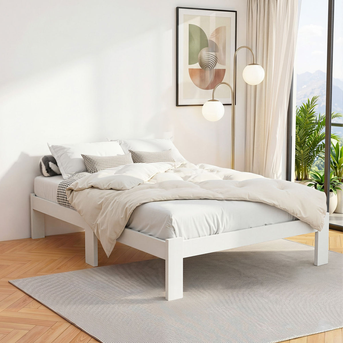 Artiss Bed Frame Double Size Wooden Bed Base JADE Timber Foundation Mattress