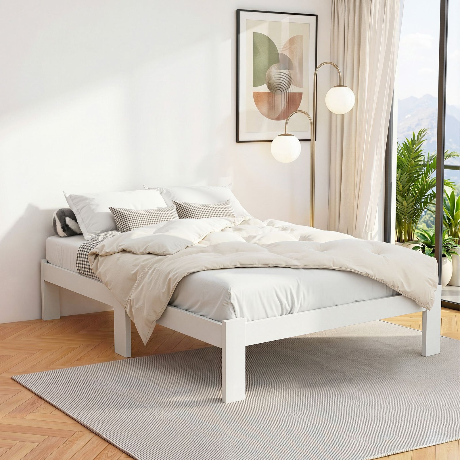 Artiss Bed Frame Double Size Wooden Bed Base JADE Timber Foundation Mattress