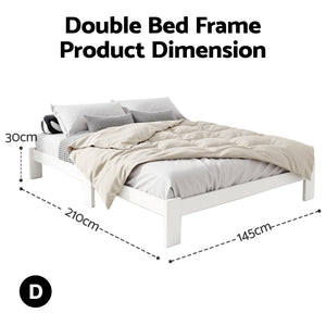 Artiss Bed Frame Double Size Wooden Bed Base JADE Timber Foundation Mattress
