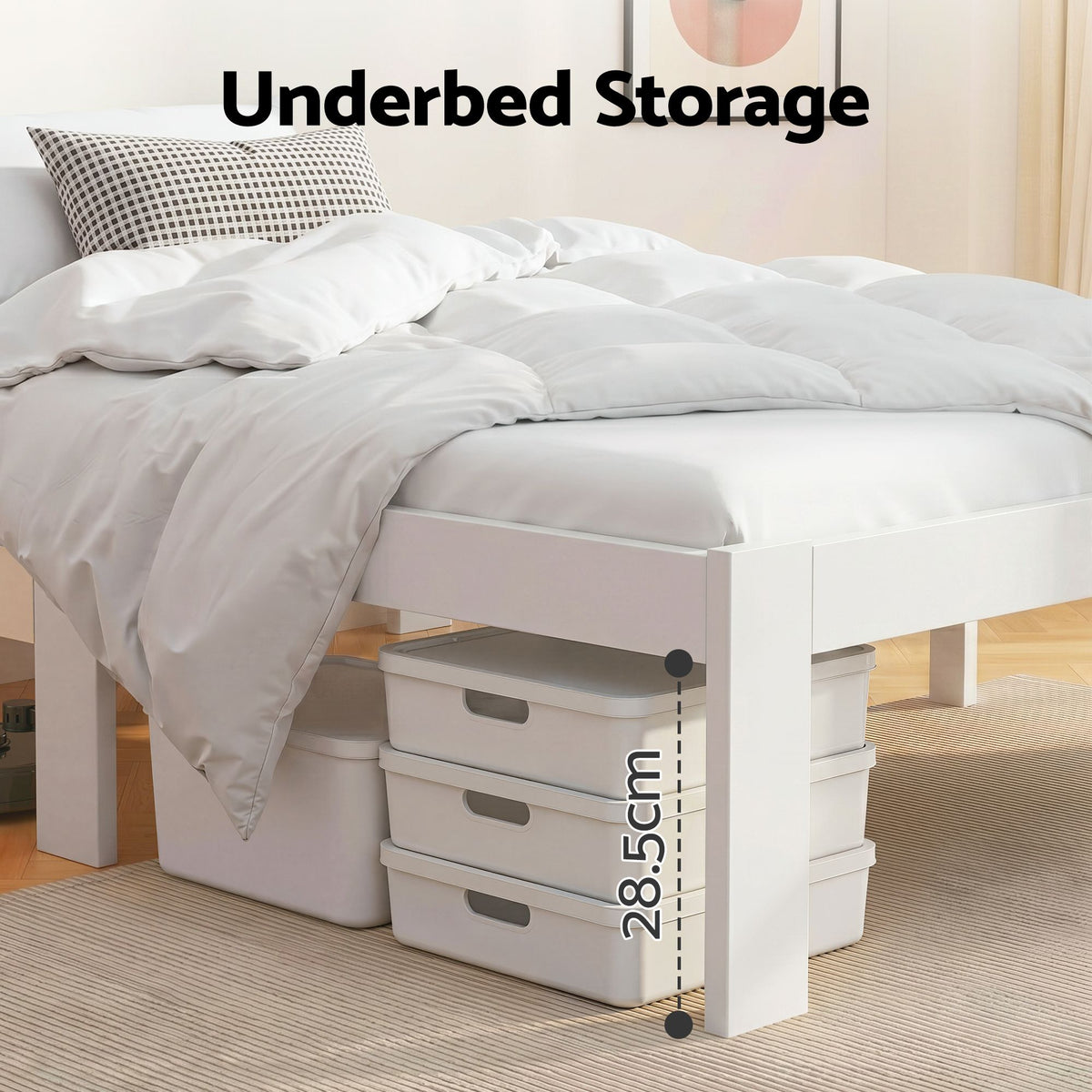Artiss Bed Frame Double Size Wooden Bed Base JADE Timber Foundation Mattress