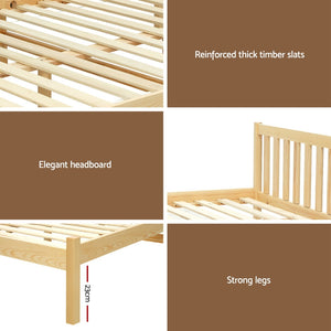 Artiss Bed Frame Wooden Double Size Bed Base Pine Timber Mattress Foundation Oak