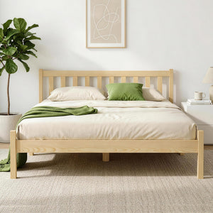 Artiss Bed Frame Wooden Double Size Bed Base Pine Timber Mattress Foundation Oak