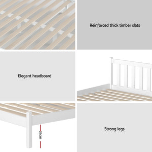 Artiss Double Full Size Wooden Bed Frame SOFIE Pine Timber Mattress Base Bedroom