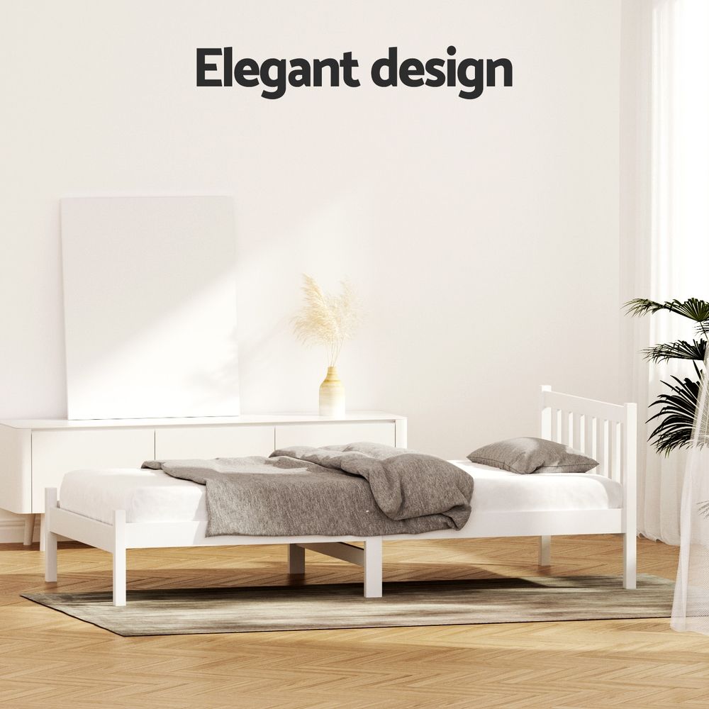 Bed Frame | King Single Size | Wooden | White | SOFIE