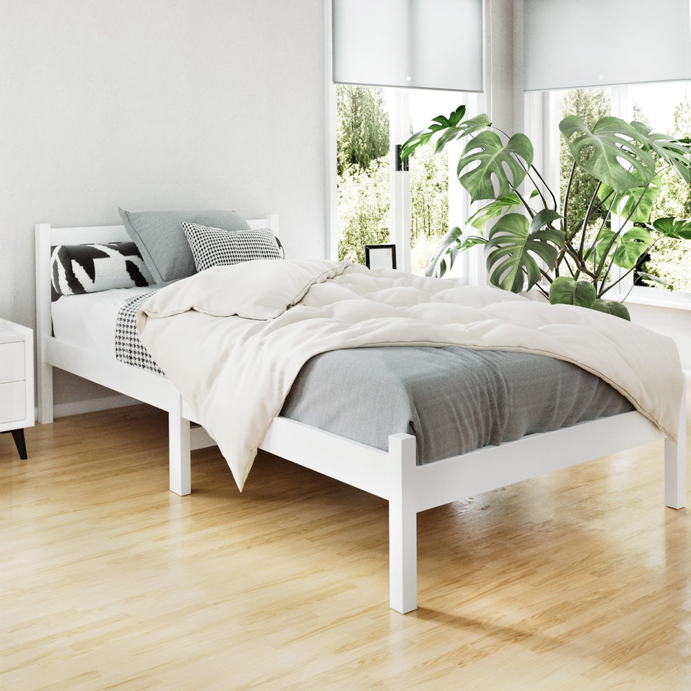Bed Frame | King Single Size | Wooden | White | SOFIE