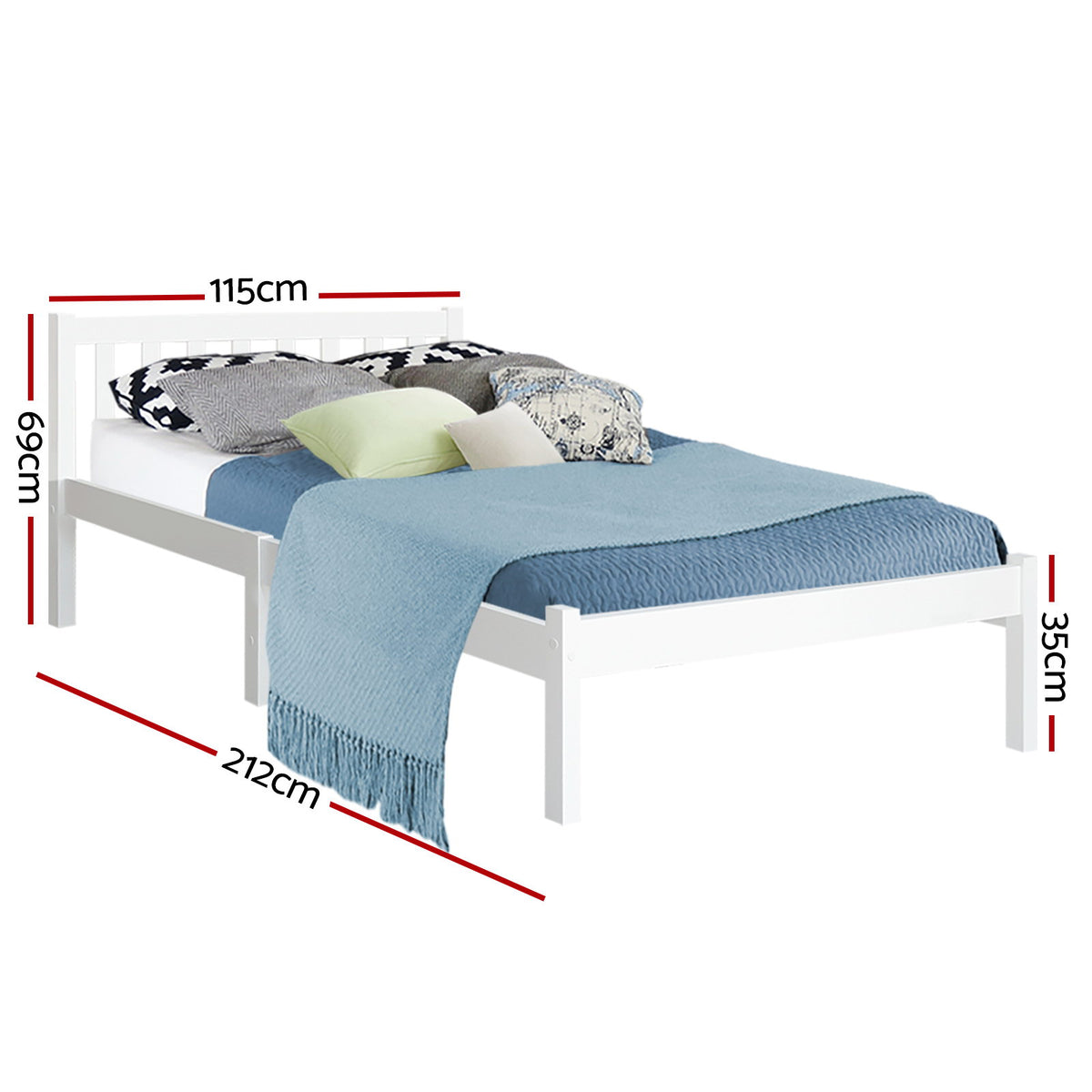 Bed Frame | King Single Size | Wooden | White | SOFIE